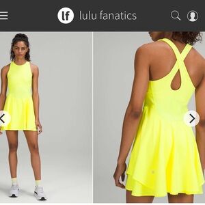 Lululemon Court Crush Tennis Dress w Shorts & Pockets Sz 10 Electric Lemon 1030